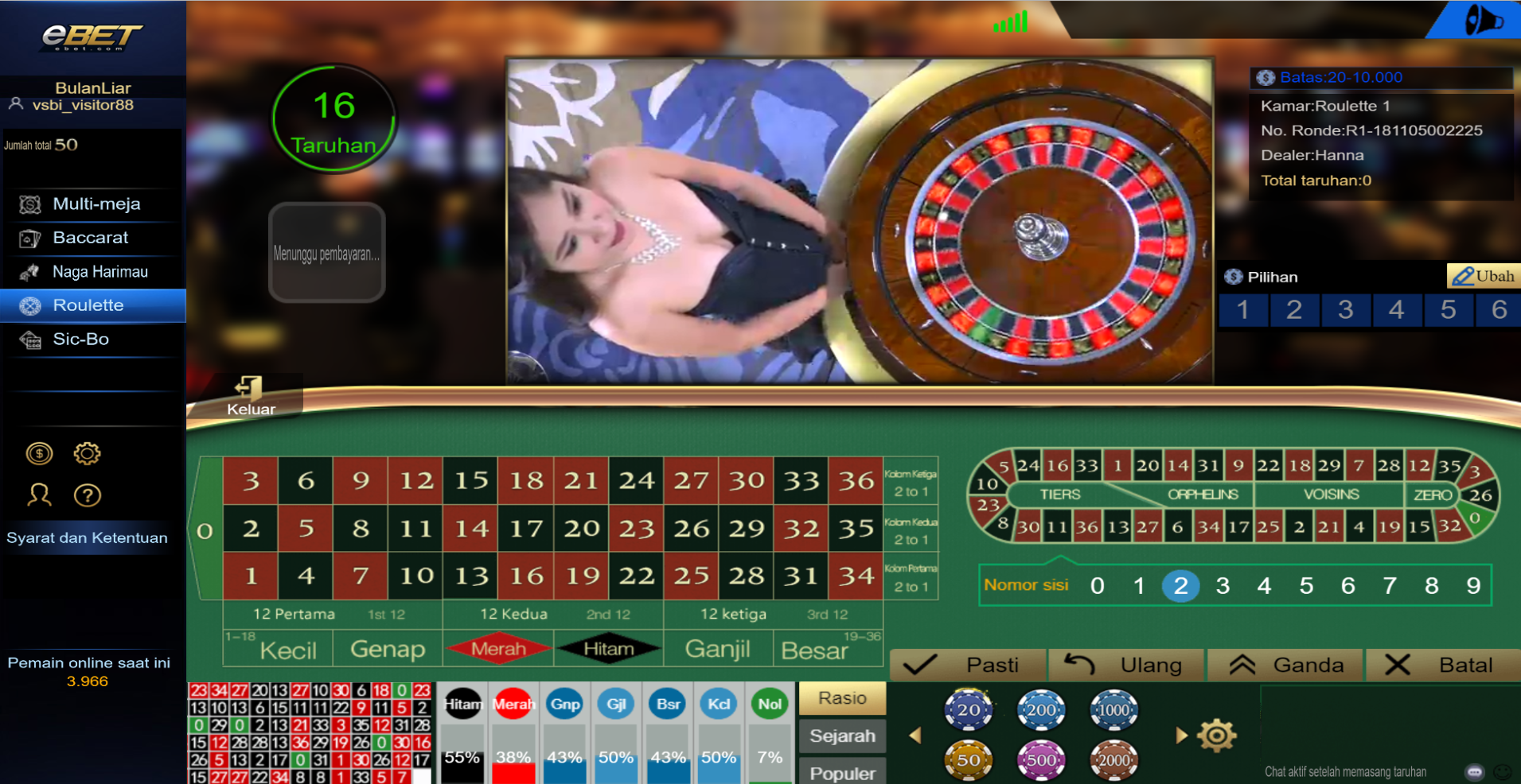 Panduan Permainan Live Casino Roullete Visitorbet